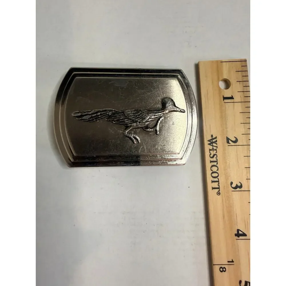 Vintage Rare Road Runner Pewter Belt Buckle Silver Tone 3